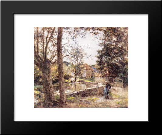 Le Lavoir Pres De La Ferme D'Erlan (Pas'De'Calais) 20x24 Black Modern Wood Framed Art Print Poster by L'Hermitte, Leon Augustin