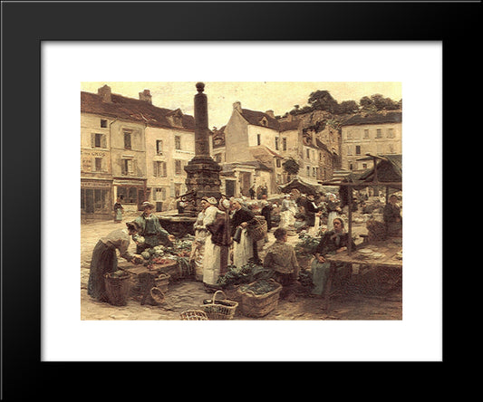 Le Marche De Chateau'Thierry 20x24 Black Modern Wood Framed Art Print Poster by L'Hermitte, Leon Augustin