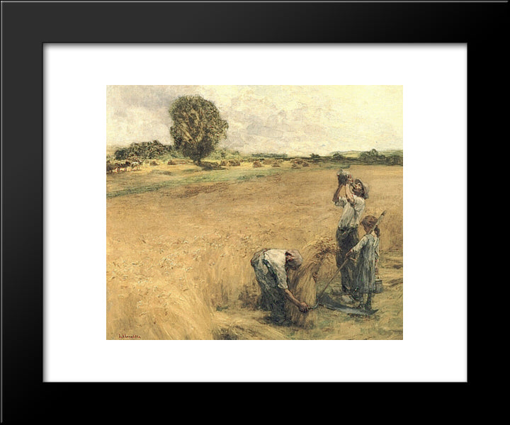 Moissonneur Buvant A La Gourde Ou La Soif 20x24 Black Modern Wood Framed Art Print Poster by L'Hermitte, Leon Augustin