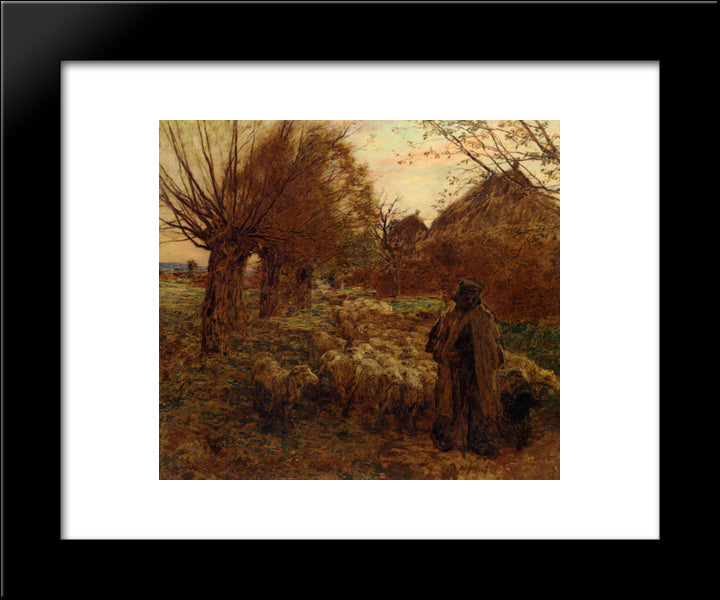 Le Berger Et Son Troupeau 20x24 Black Modern Wood Framed Art Print Poster by L'Hermitte, Leon Augustin