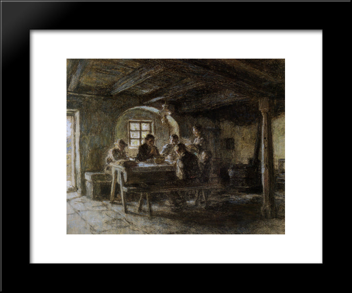 The Meal 20x24 Black Modern Wood Framed Art Print Poster by L'Hermitte, Leon Augustin