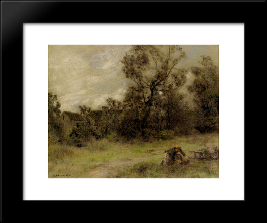 La Coupeuse Dherbes 20x24 Black Modern Wood Framed Art Print Poster by L'Hermitte, Leon Augustin