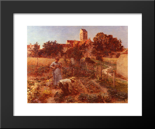 Au Jardin, Charteves, Pres De Mont'Saint'Pere 20x24 Black Modern Wood Framed Art Print Poster by L'Hermitte, Leon Augustin