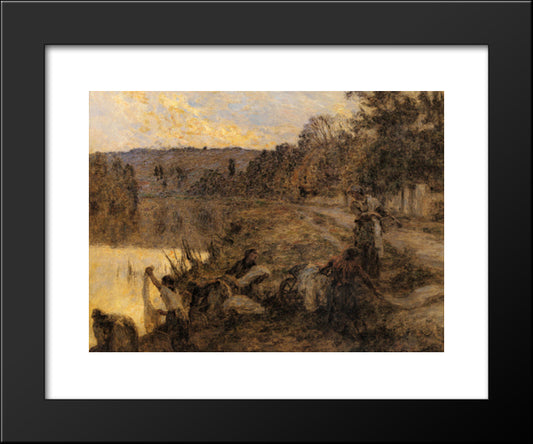 Laveuses Au Soir 20x24 Black Modern Wood Framed Art Print Poster by L'Hermitte, Leon Augustin