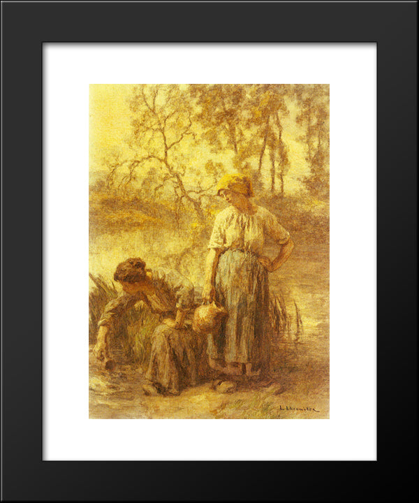 Puiseuses D'Eau 20x24 Black Modern Wood Framed Art Print Poster by L'Hermitte, Leon Augustin