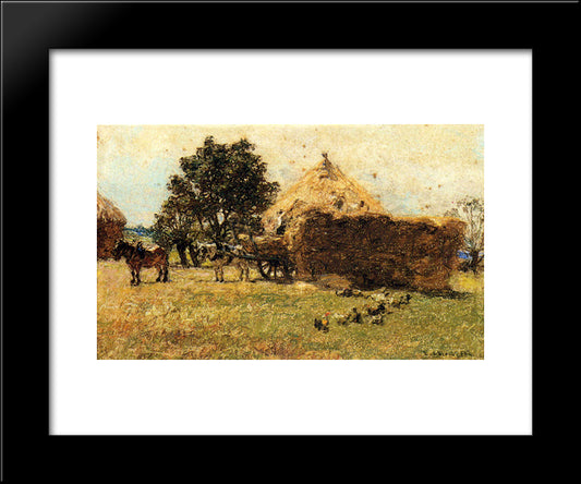 Construction D'Une Meule 20x24 Black Modern Wood Framed Art Print Poster by L'Hermitte, Leon Augustin