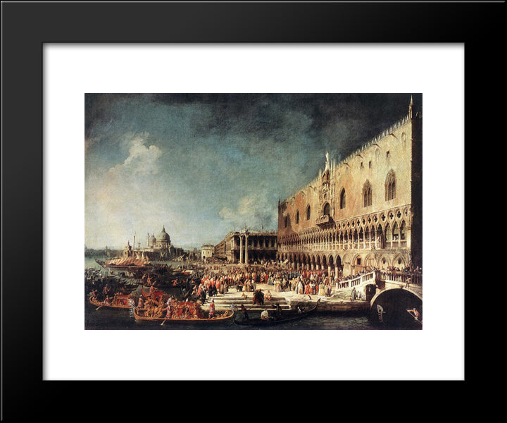 Arrival Of The French Ambassador In Venice 20x24 Black Modern Wood Framed Art Print Poster by Canaletto