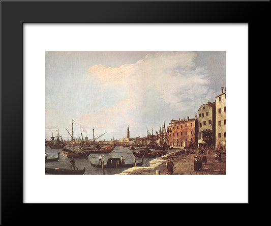 Riva Degli Schiavoni ' West Side 20x24 Black Modern Wood Framed Art Print Poster by Canaletto