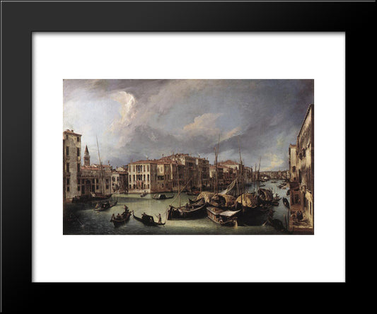 The Grand Canal With The Rialto Bridge In The Background 20x24 Black Modern Wood Framed Art Print Poster by Canaletto