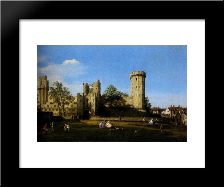 The Eastern Facade Of Warwick Castle 20x24 Black Modern Wood Framed Art Print Poster by Canaletto