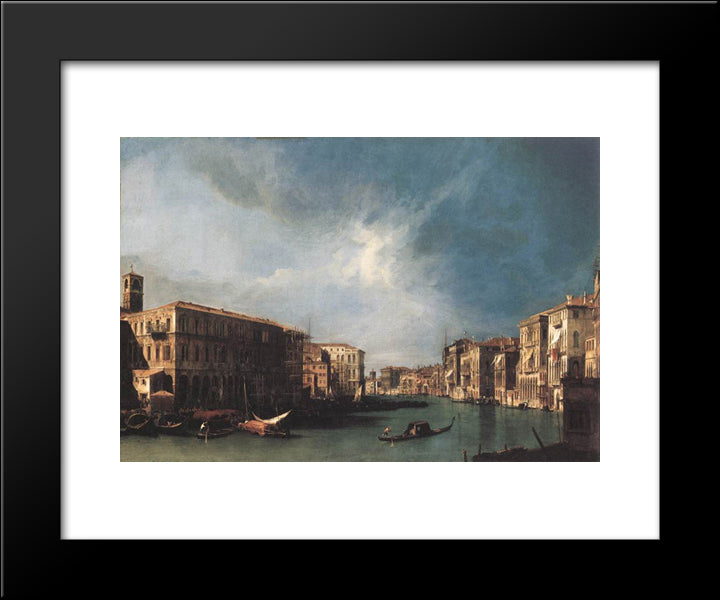 The Grand Canal From Rialto Toward The North 20x24 Black Modern Wood Framed Art Print Poster by Canaletto