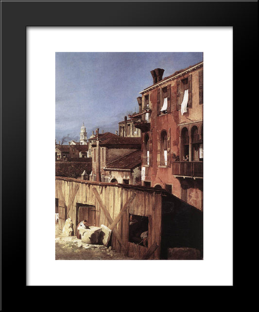 The Stonemason'S Yard (Detail) 20x24 Black Modern Wood Framed Art Print Poster by Canaletto