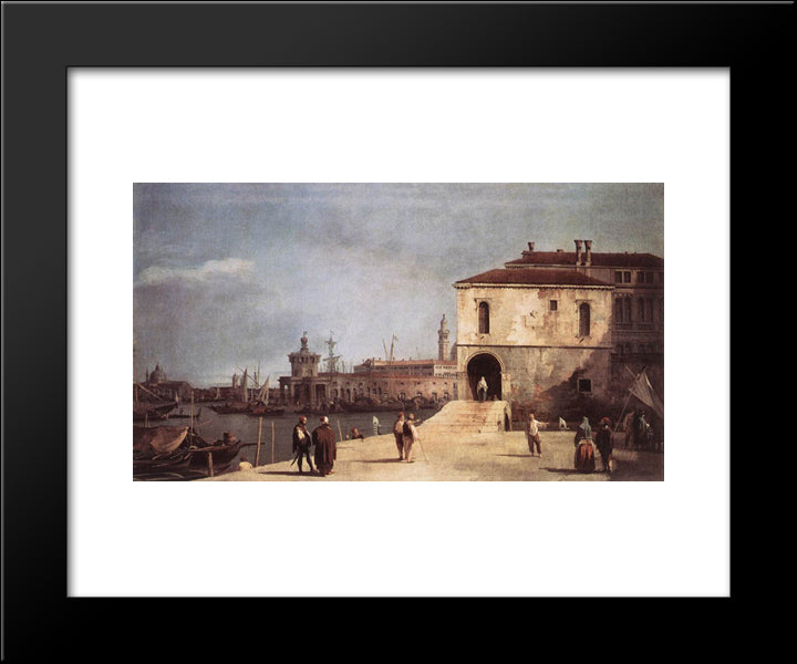 The Fonteghetto Della Farina 20x24 Black Modern Wood Framed Art Print Poster by Canaletto