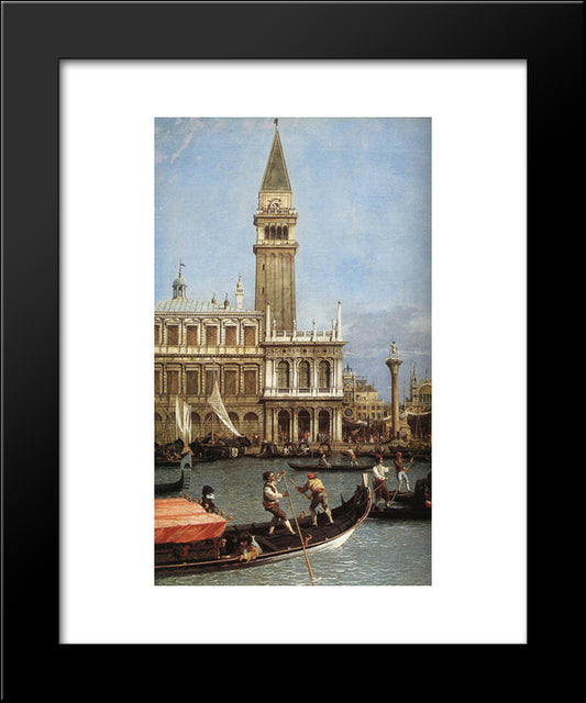 Return Of The Bucentoro To The Molo On Ascension Day (Detail) 20x24 Black Modern Wood Framed Art Print Poster by Canaletto