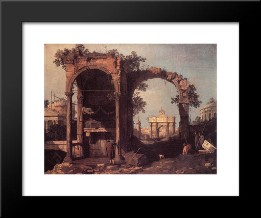 Capriccio: Ruins And Classic Buildings 20x24 Black Modern Wood Framed Art Print Poster by Canaletto