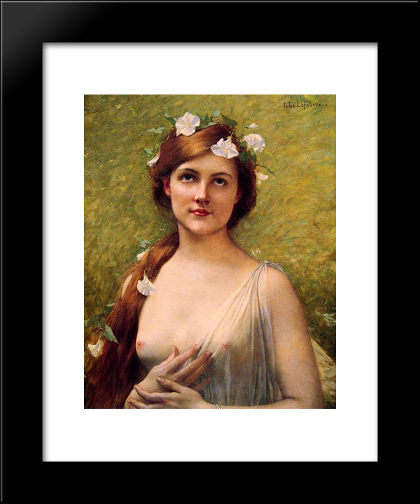 Young Woman With Morning Glories In Her Hair 20x24 Black Modern Wood Framed Art Print Poster by Lefebvre, Jules Joseph