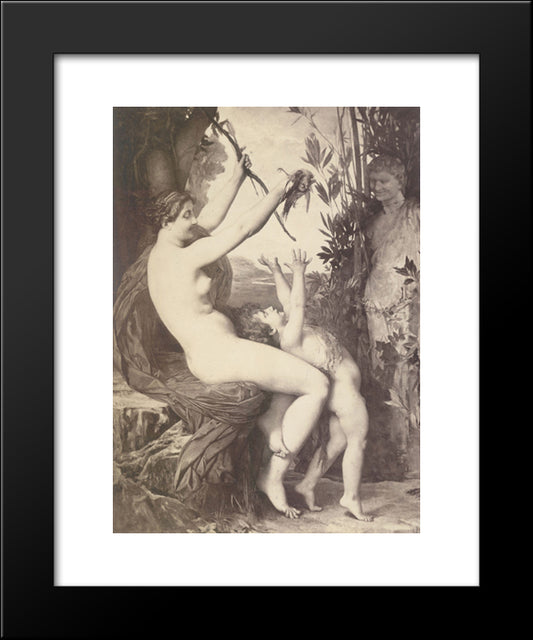 Nymph Et Bacchus 20x24 Black Modern Wood Framed Art Print Poster by Lefebvre, Jules Joseph