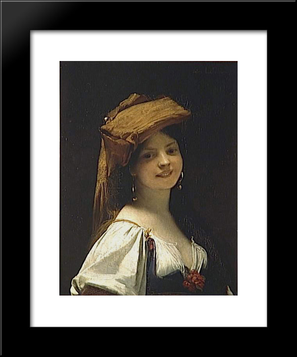 La Jeune Rieuse 20x24 Black Modern Wood Framed Art Print Poster by Lefebvre, Jules Joseph