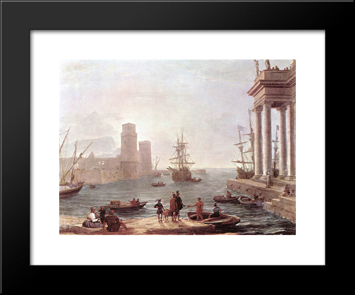 Departure Of Ulysses From The Land Of The Feaci 20x24 Black Modern Wood Framed Art Print Poster by Lorrain, Claude