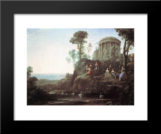 Apollo And The Muses On Mount Helion 20x24 Black Modern Wood Framed Art Print Poster by Lorrain, Claude