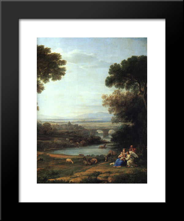 The Rest On The Flight Into Egypt ' Detail 20x24 Black Modern Wood Framed Art Print Poster by Lorrain, Claude