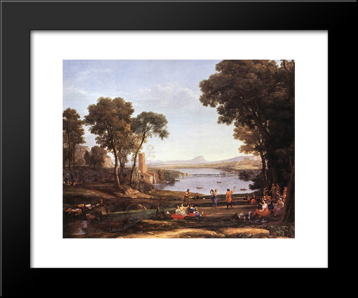 Landscape With Dancing Figures 20x24 Black Modern Wood Framed Art Print Poster by Lorrain, Claude