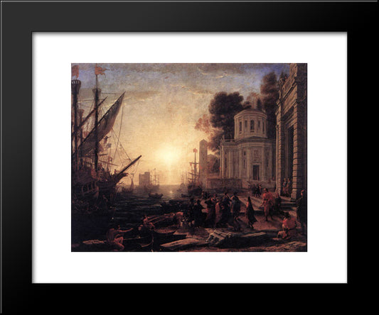 The Disembarkation Of Cleopatra At Tarsus 20x24 Black Modern Wood Framed Art Print Poster by Lorrain, Claude