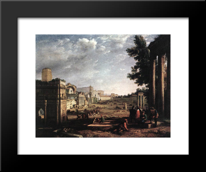 The Campo Vaccino, Rome 20x24 Black Modern Wood Framed Art Print Poster by Lorrain, Claude