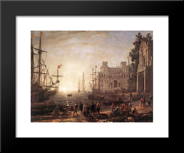 Port Scene With The Villa Medici 20x24 Black Modern Wood Framed Art Print Poster by Lorrain, Claude