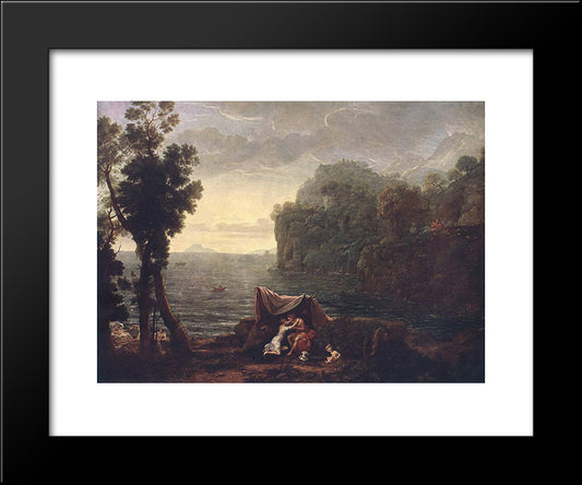 Landscape With Acis And Galathe 20x24 Black Modern Wood Framed Art Print Poster by Lorrain, Claude