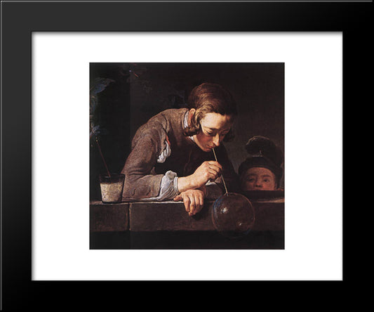 The Soap Bubble 20x24 Black Modern Wood Framed Art Print Poster by Chardin, Jean Baptiste Simeon
