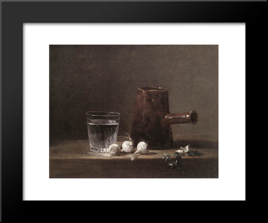 Water Glass And Jug 20x24 Black Modern Wood Framed Art Print Poster by Chardin, Jean Baptiste Simeon