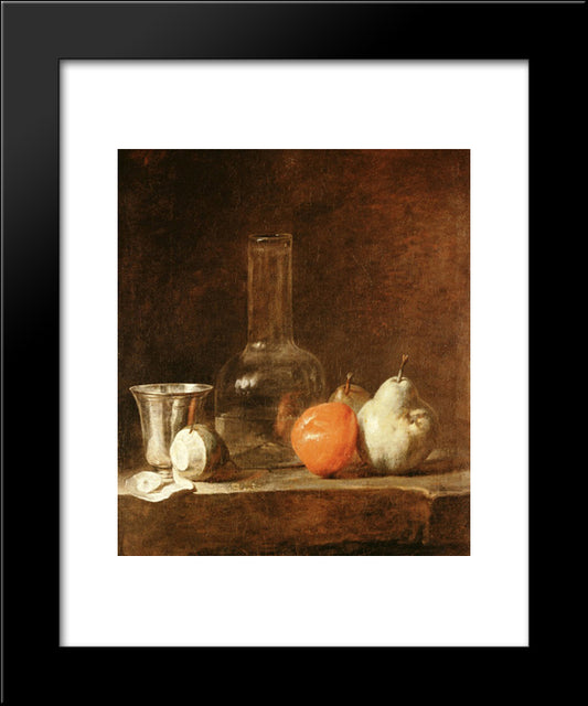 Still Life With Carafe, Silver Goblet And Fruit 20x24 Black Modern Wood Framed Art Print Poster by Chardin, Jean Baptiste Simeon