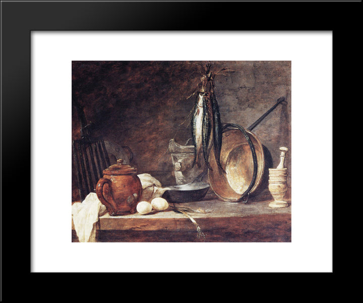 The Fast Day Meal 20x24 Black Modern Wood Framed Art Print Poster by Chardin, Jean Baptiste Simeon