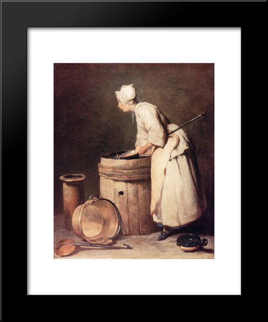 The Scullery Maid 20x24 Black Modern Wood Framed Art Print Poster by Chardin, Jean Baptiste Simeon