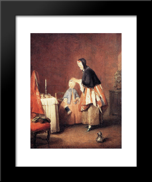 The Dressing Table 20x24 Black Modern Wood Framed Art Print Poster by Chardin, Jean Baptiste Simeon