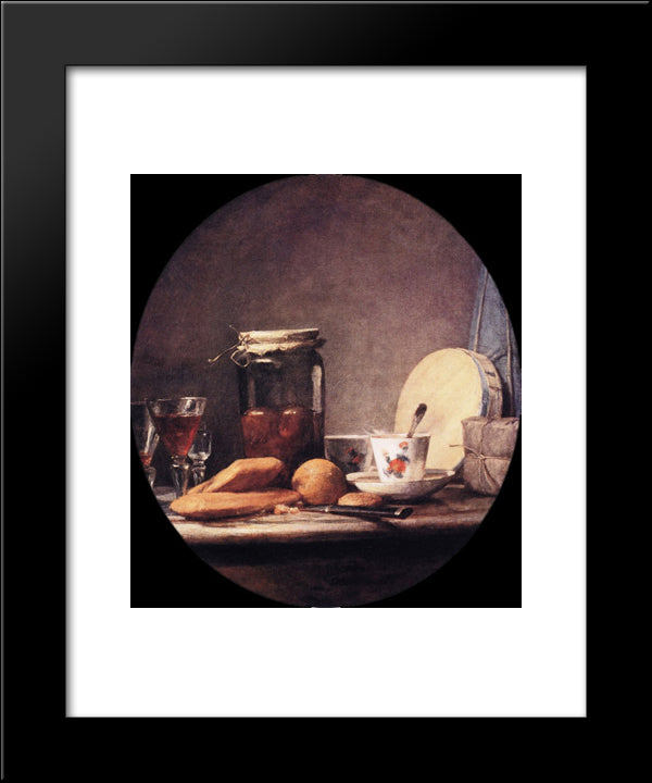 Still Life With Jar Of Apricots 20x24 Black Modern Wood Framed Art Print Poster by Chardin, Jean Baptiste Simeon