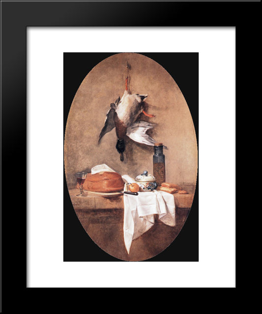 Wild Duck With Olive Jar 20x24 Black Modern Wood Framed Art Print Poster by Chardin, Jean Baptiste Simeon