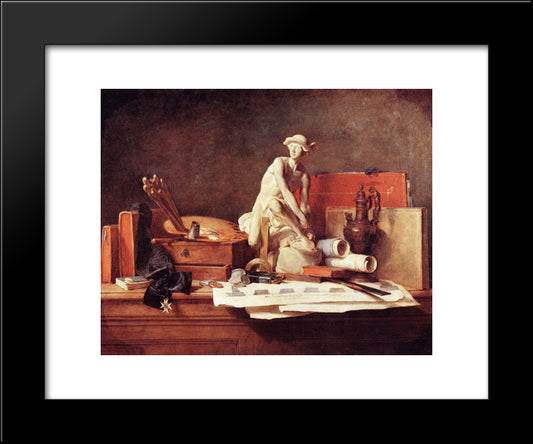 The Attributes Of The Arts 20x24 Black Modern Wood Framed Art Print Poster by Chardin, Jean Baptiste Simeon