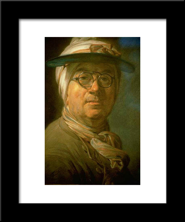 Self Portrait With An Eye'Shade 20x24 Black Modern Wood Framed Art Print Poster by Chardin, Jean Baptiste Simeon