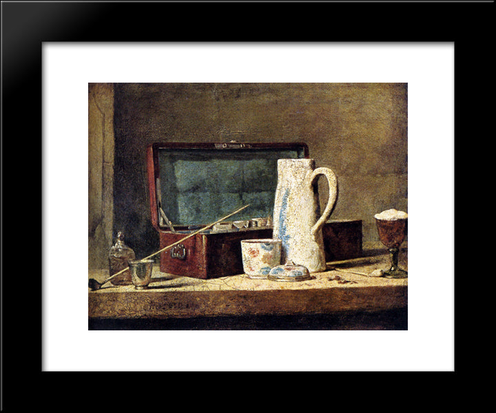 Pipes And Drinking Pitcher 20x24 Black Modern Wood Framed Art Print Poster by Chardin, Jean Baptiste Simeon