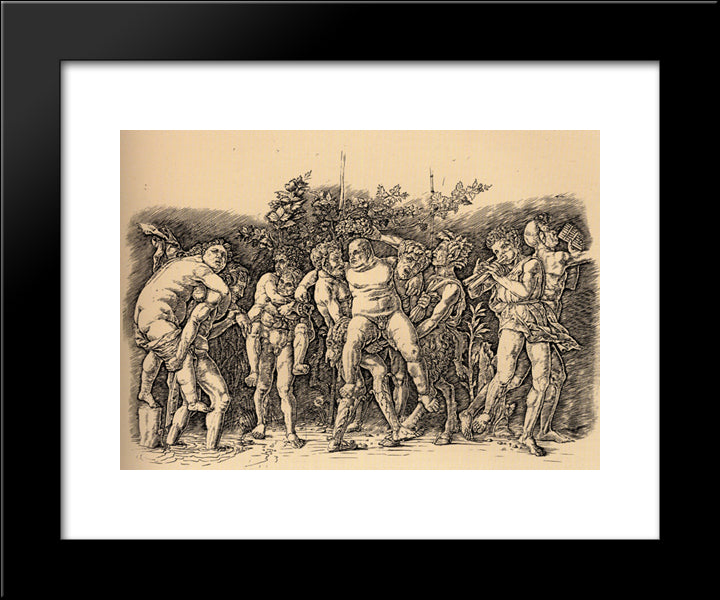Bacchanal With Silenus 20x24 Black Modern Wood Framed Art Print Poster by Mantegna, Andrea