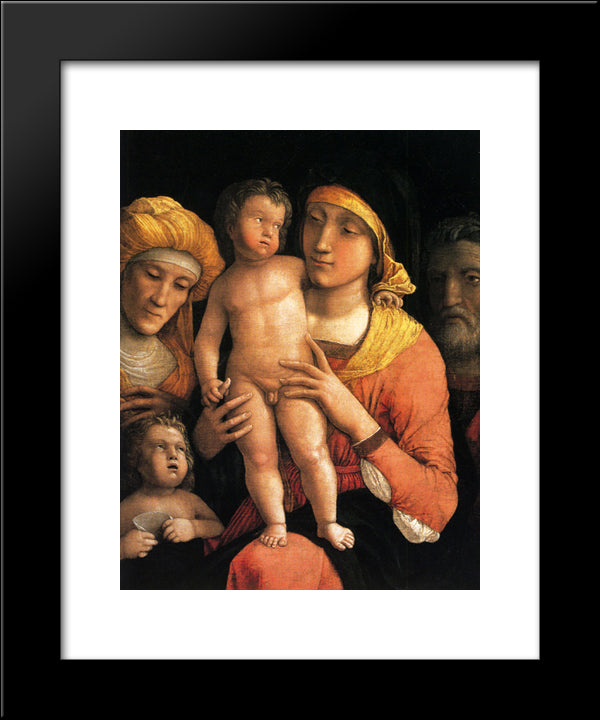 The Holy Family With Saint Elizabeth And The Infant John The Baptist 20x24 Black Modern Wood Framed Art Print Poster by Mantegna, Andrea