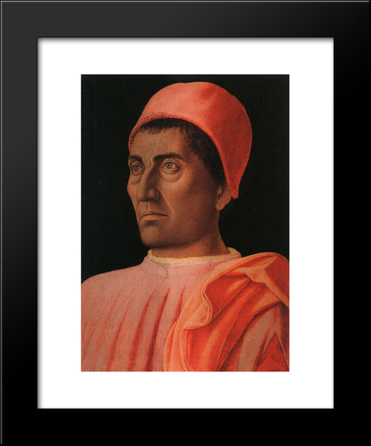 Portrait Of The Protonary Carlo De' Medici 20x24 Black Modern Wood Framed Art Print Poster by Mantegna, Andrea