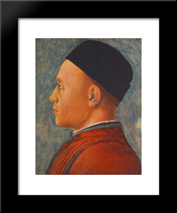 Portrait Of A Man 20x24 Black Modern Wood Framed Art Print Poster by Mantegna, Andrea