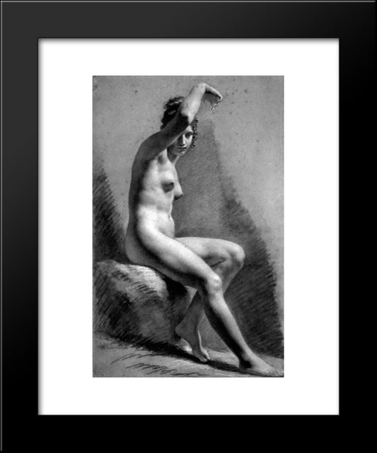 Female Nude Raising Her Arm 20x24 Black Modern Wood Framed Art Print Poster by Prud'hon, Pierre Paul