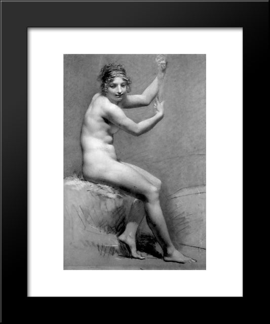 Female Nude Holding On To A Staff 20x24 Black Modern Wood Framed Art Print Poster by Prud'hon, Pierre Paul