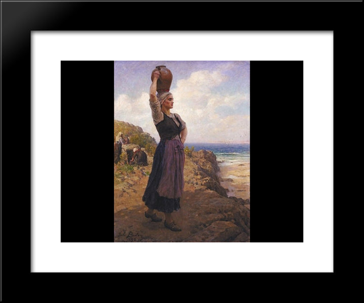 A La Fontaine 20x24 Black Modern Wood Framed Art Print Poster by Breton, Jules