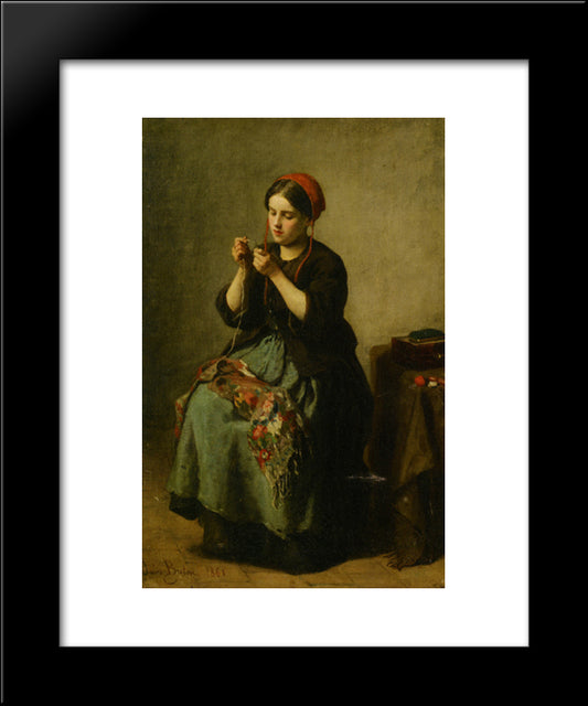 Peasant Woman Threading A Needle 20x24 Black Modern Wood Framed Art Print Poster by Breton, Jules