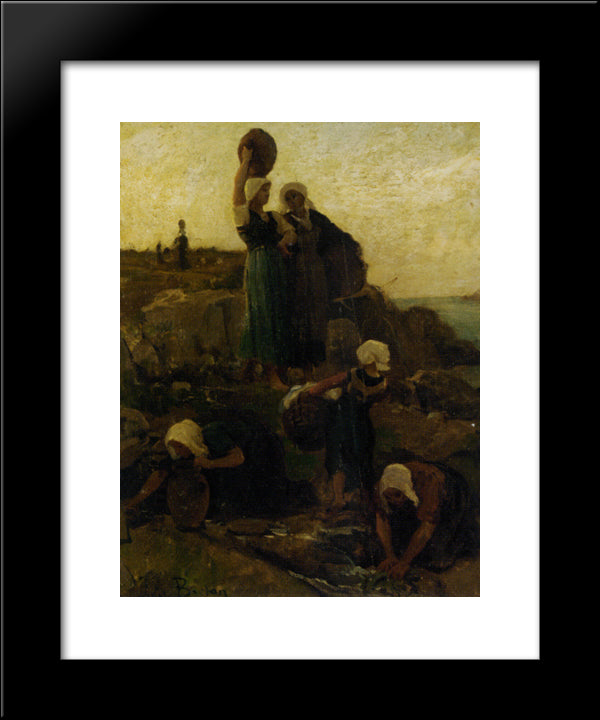 A La Fontaine Douarnenez 20x24 Black Modern Wood Framed Art Print Poster by Breton, Jules